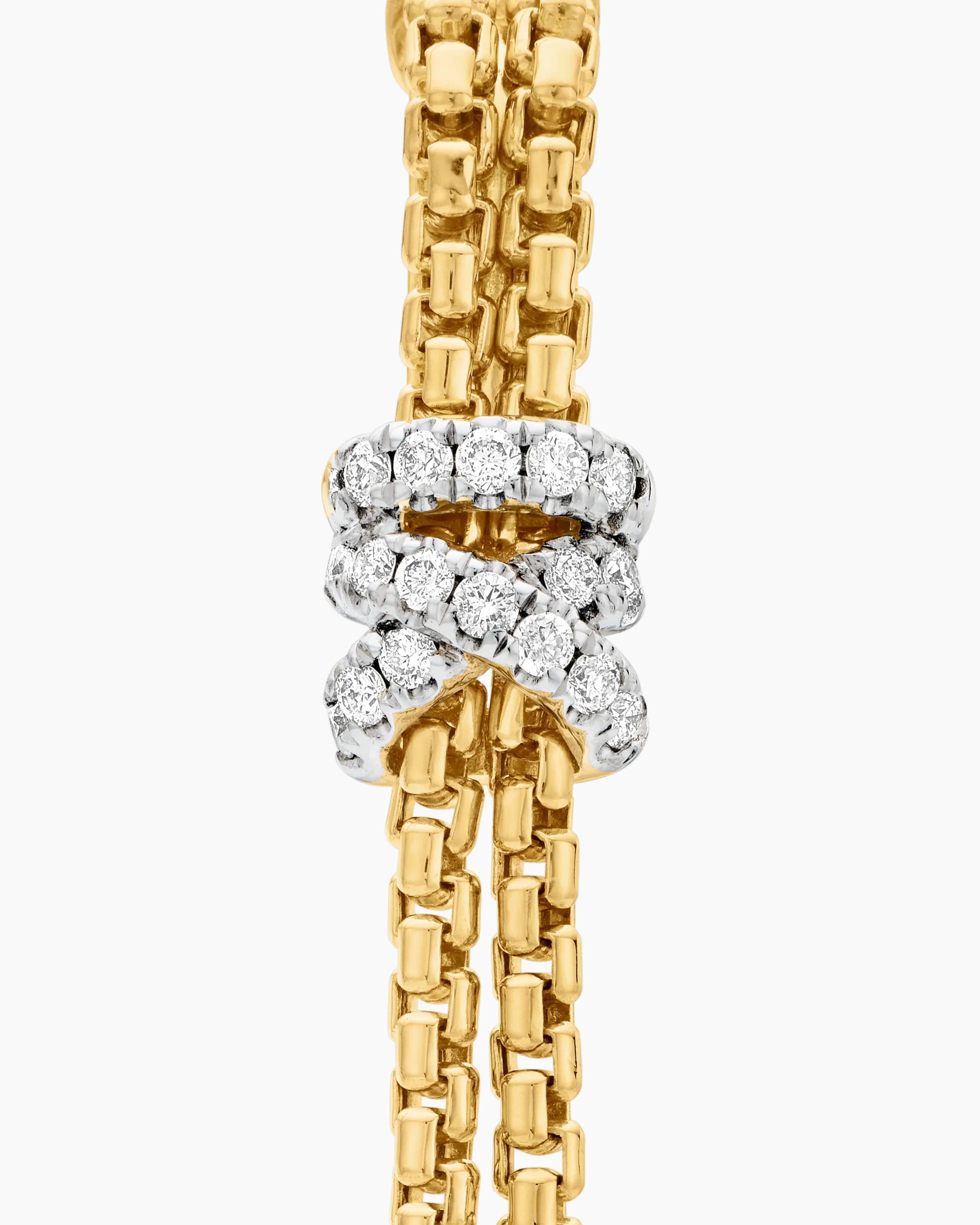 Helena Box Chain Drop Earrings 18K Yellow Gold with Diamonds, 52.8mm