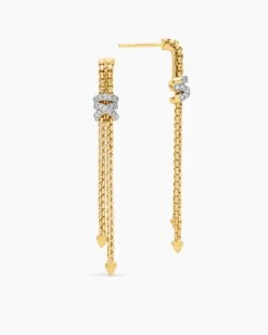 Helena Box Chain Drop Earrings 18K Yellow Gold with Diamonds, 52.8mm