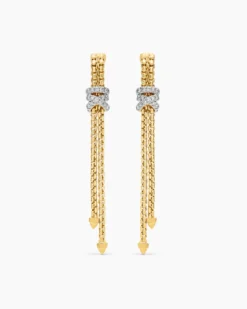 Helena Box Chain Drop Earrings 18K Yellow Gold with Diamonds, 52.8mm