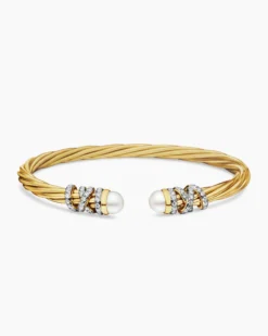 Helena Bracelet 18K Yellow Gold with Pearls and Diamonds, 4mm