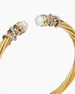 Helena Bracelet 18K Yellow Gold with Pearls and Diamonds, 4mm