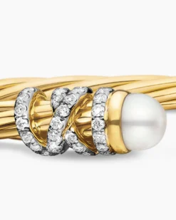 Helena Bracelet 18K Yellow Gold with Pearls and Diamonds, 4mm