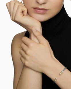 Helena Bracelet Sterling Silver with 18K Yellow Gold, Pearls and Diamonds, 4mm