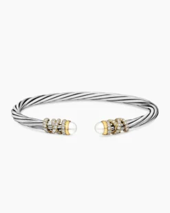 Helena Bracelet Sterling Silver with 18K Yellow Gold, Pearls and Diamonds, 4mm