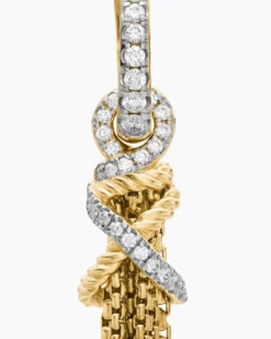 Helena Chain Tassel Earrings 18K Yellow Gold with Diamonds, 76mm