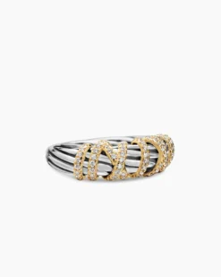 Helena Ring Sterling Silver with 18K Yellow Gold and Diamonds, 7.7mm