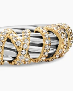 Helena Ring Sterling Silver with 18K Yellow Gold and Diamonds, 7.7mm