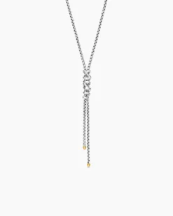 Helena Y Necklace Sterling Silver with 18K Yellow Gold with Diamonds