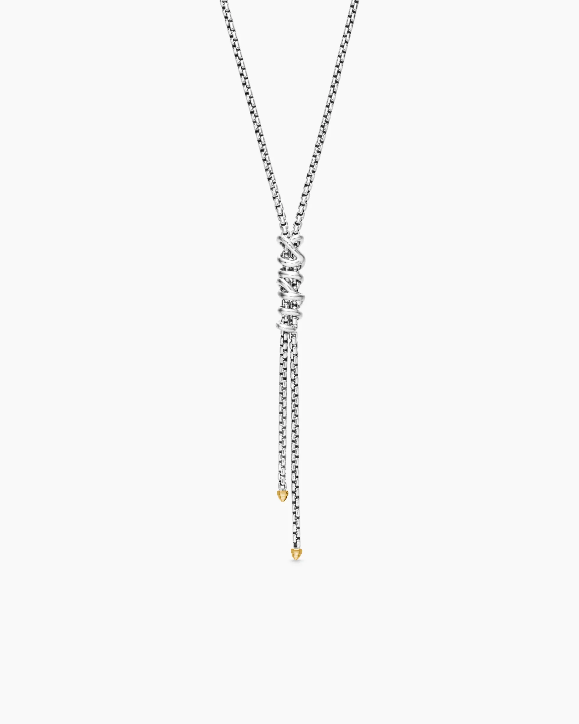 Helena Y Necklace Sterling Silver with 18K Yellow Gold with Diamonds