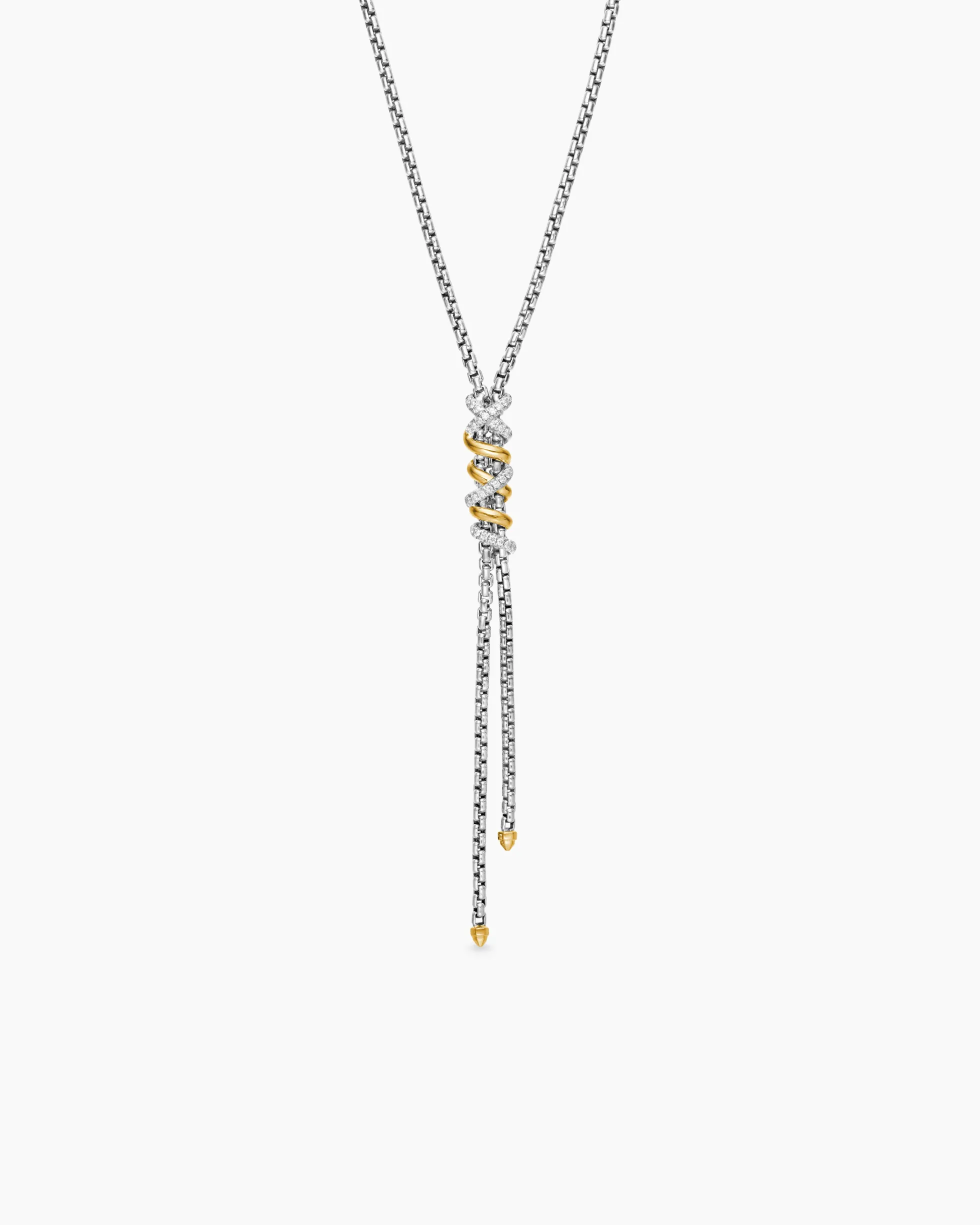 Helena Y Necklace Sterling Silver with 18K Yellow Gold with Diamonds