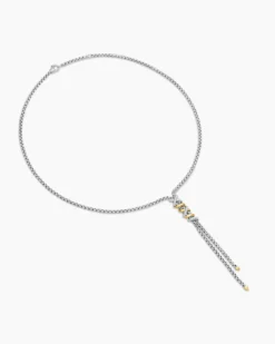 Helena Y Necklace Sterling Silver with 18K Yellow Gold with Diamonds