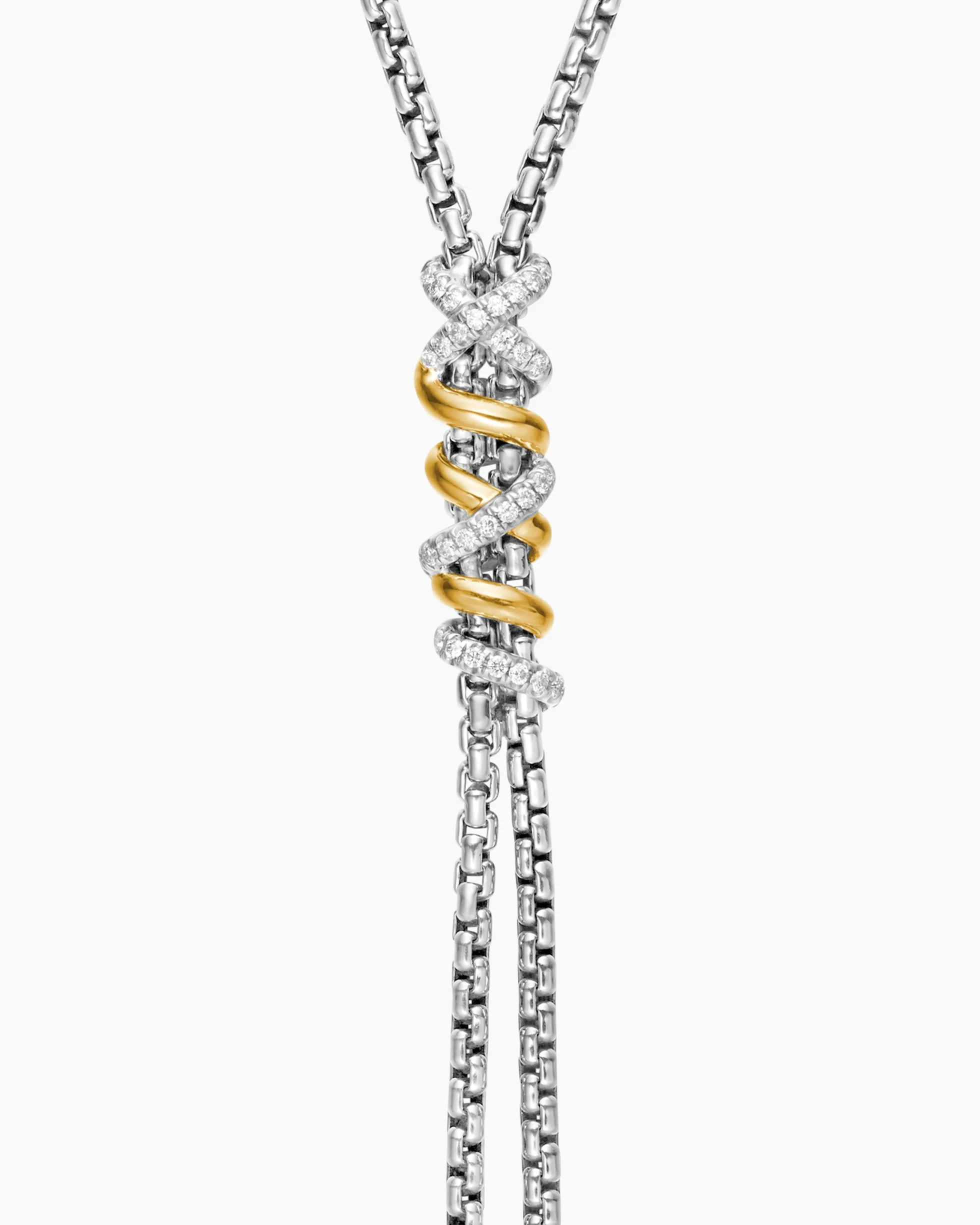 Helena Y Necklace Sterling Silver with 18K Yellow Gold with Diamonds