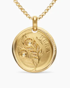 Hera Medallion Amulet 18K Yellow Gold with Diamonds, 28.3mm