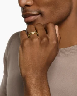 Hex Band Ring 18K Yellow Gold with Diamonds, 6mm