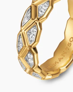 Hex Band Ring 18K Yellow Gold with Diamonds, 6mm