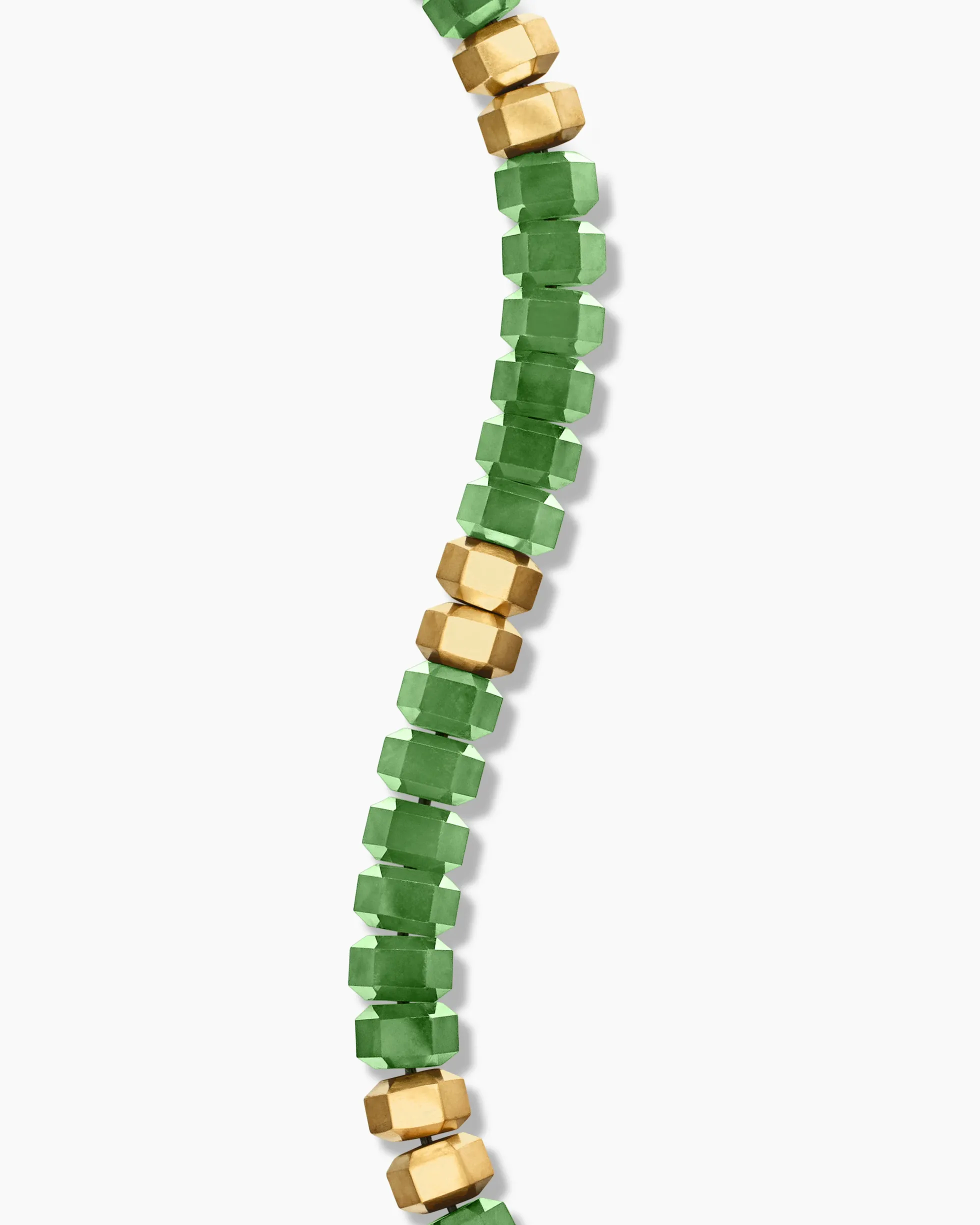 Hex Bead Bracelet Nephrite Jade and 18K Yellow Gold, 8mm