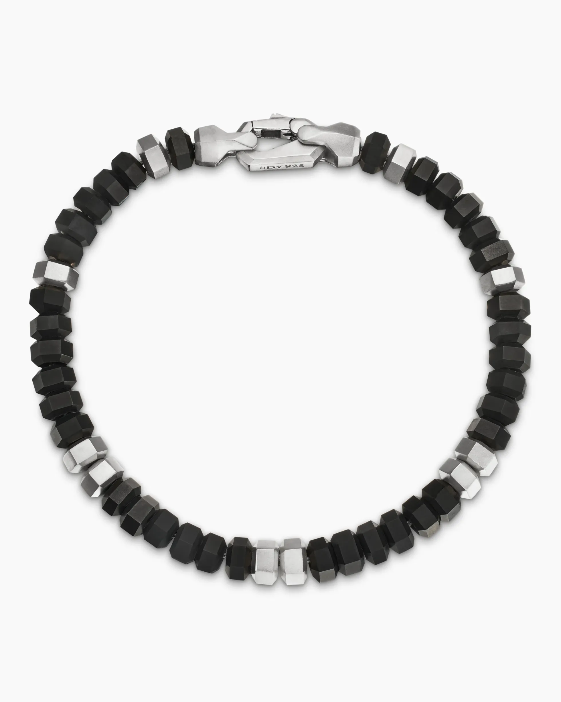 Hex Bead Bracelet Sterling Silver with Black Onyx, 6mm