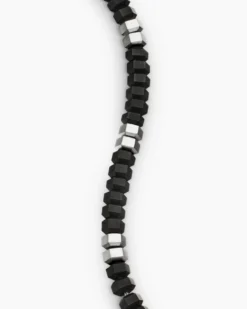Hex Bead Bracelet Sterling Silver with Black Onyx, 6mm
