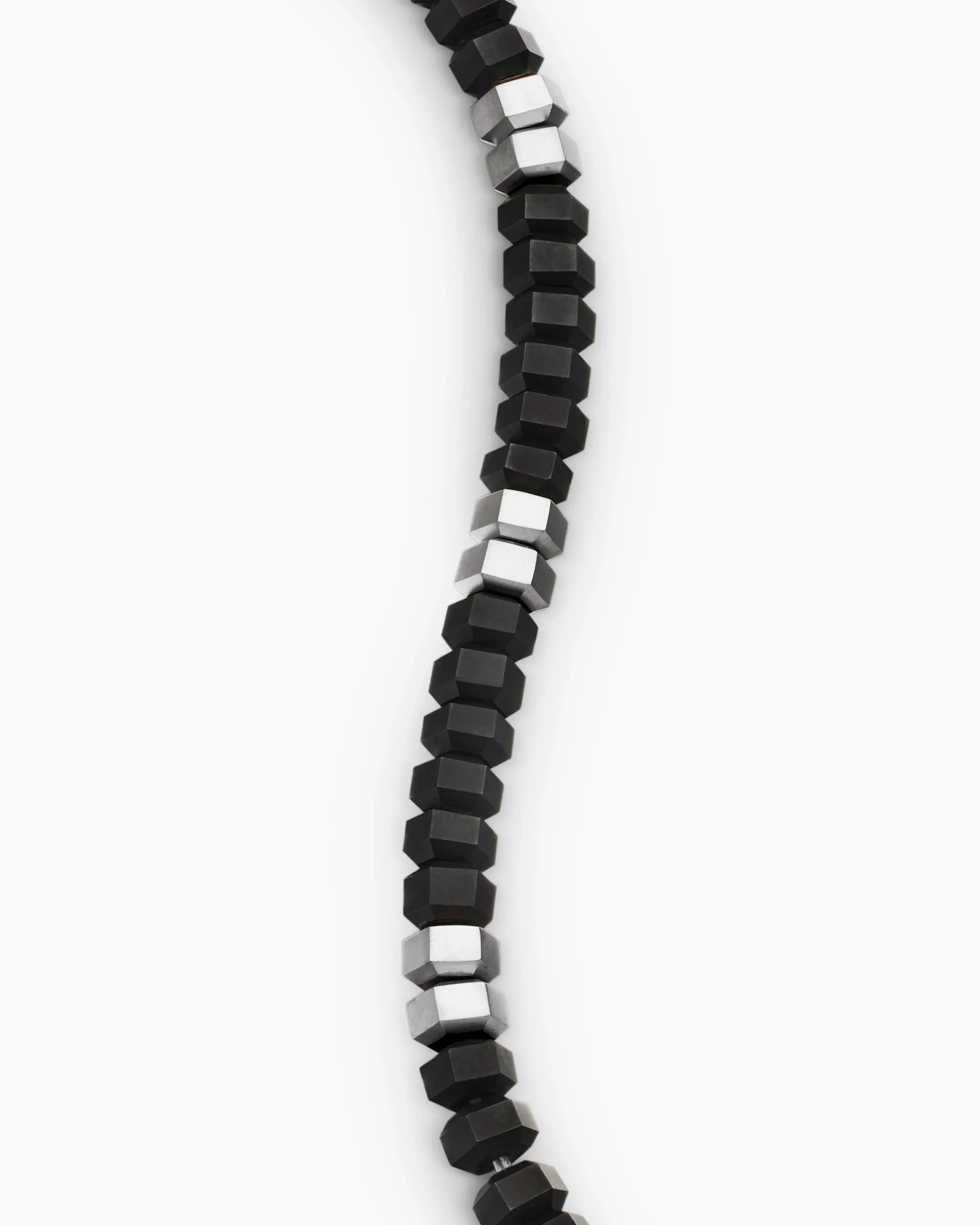 Hex Bead Bracelet Sterling Silver with Black Onyx, 6mm