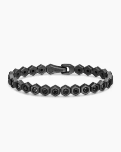 Hex Pavé Tennis Bracelet Black Titanium with Black Diamonds, 8mm