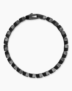 Hex Pavé Tennis Bracelet Black Titanium with Black Diamonds, 8mm