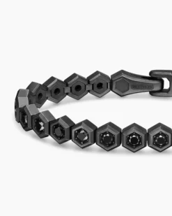 Hex Pavé Tennis Bracelet Black Titanium with Black Diamonds, 8mm