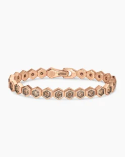 Hex Pavé Tennis Bracelet 18K Rose Gold with Cognac Diamonds, 8mm