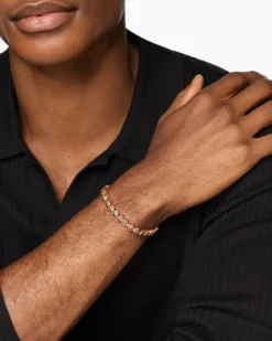 Hex Pavé Tennis Bracelet 18K Rose Gold with Cognac Diamonds, 8mm