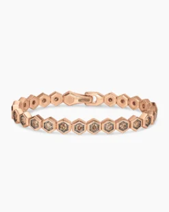 Hex Pavé Tennis Bracelet 18K Rose Gold with Cognac Diamonds, 8mm