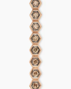 Hex Pavé Tennis Bracelet 18K Rose Gold with Cognac Diamonds, 8mm