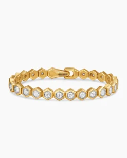 Hex Pavé Tennis Bracelet 18K Yellow Gold with Diamonds, 8mm