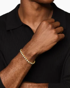 Hex Pavé Tennis Bracelet 18K Yellow Gold with Diamonds, 8mm