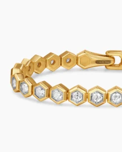 Hex Pavé Tennis Bracelet 18K Yellow Gold with Diamonds, 8mm