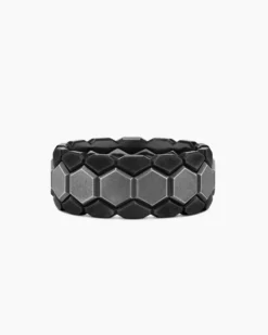 Hex Stack Ring Black Titanium with Grey Titanium, 9.3mm