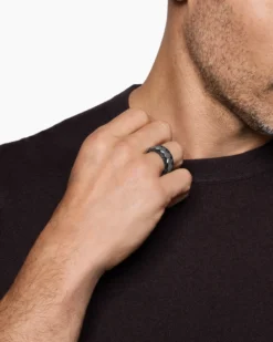 Hex Stack Ring Black Titanium with Grey Titanium, 9.3mm