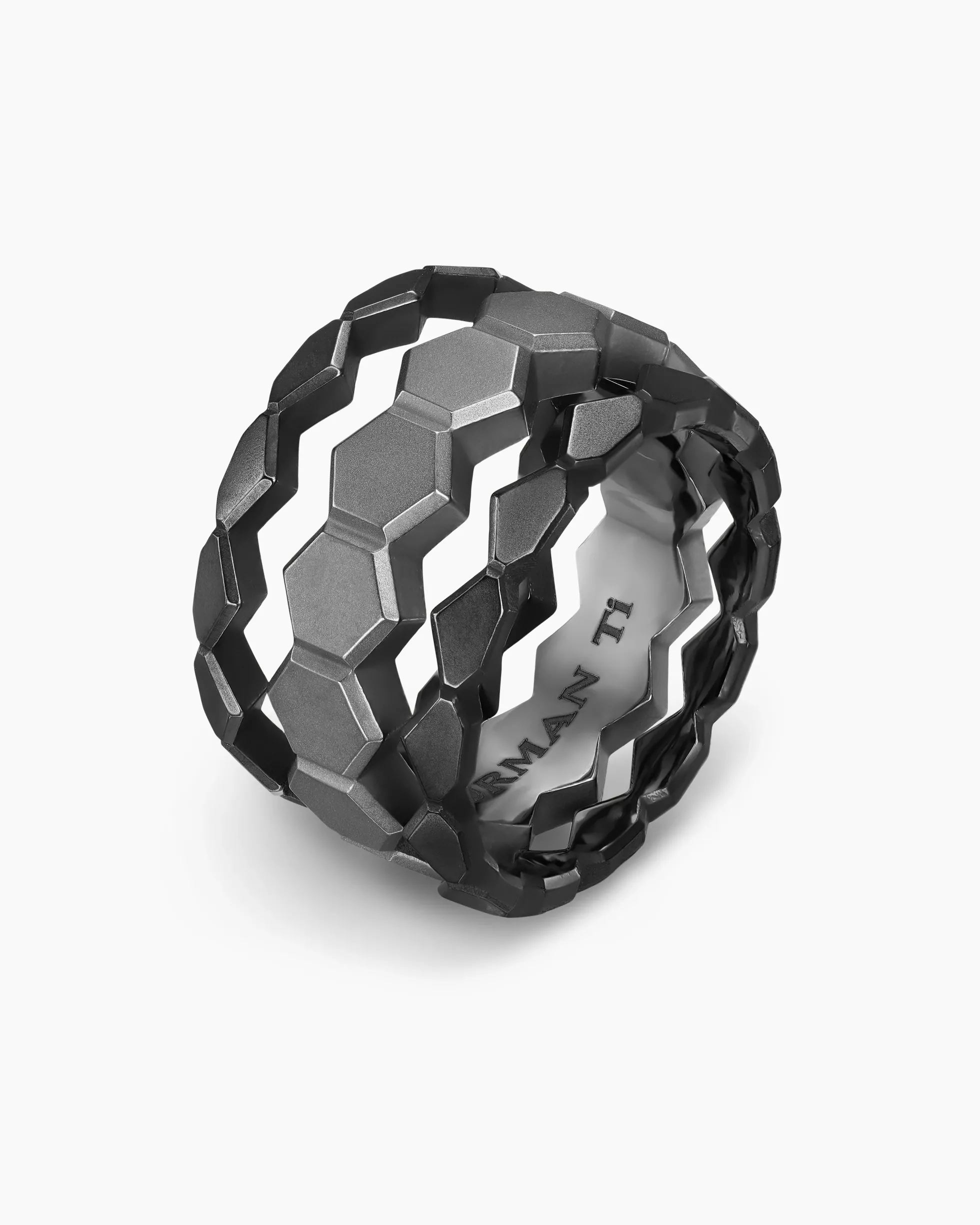 Hex Stack Ring Black Titanium with Grey Titanium, 9.3mm