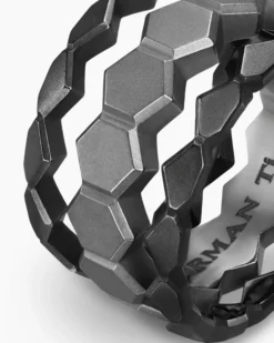 Hex Stack Ring Black Titanium with Grey Titanium, 9.3mm