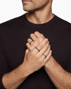 Hex Stack Ring Black Titanium with Grey Titanium, 9.3mm