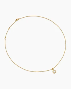 Illusion Set Drop Necklace 18K Yellow Gold with Diamond, 7.7mm
