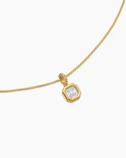 Illusion Set Drop Necklace 18K Yellow Gold with Diamond, 7.7mm