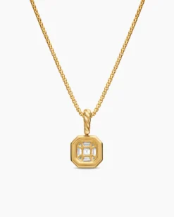 Illusion Set Drop Necklace 18K Yellow Gold with Diamond, 7.7mm