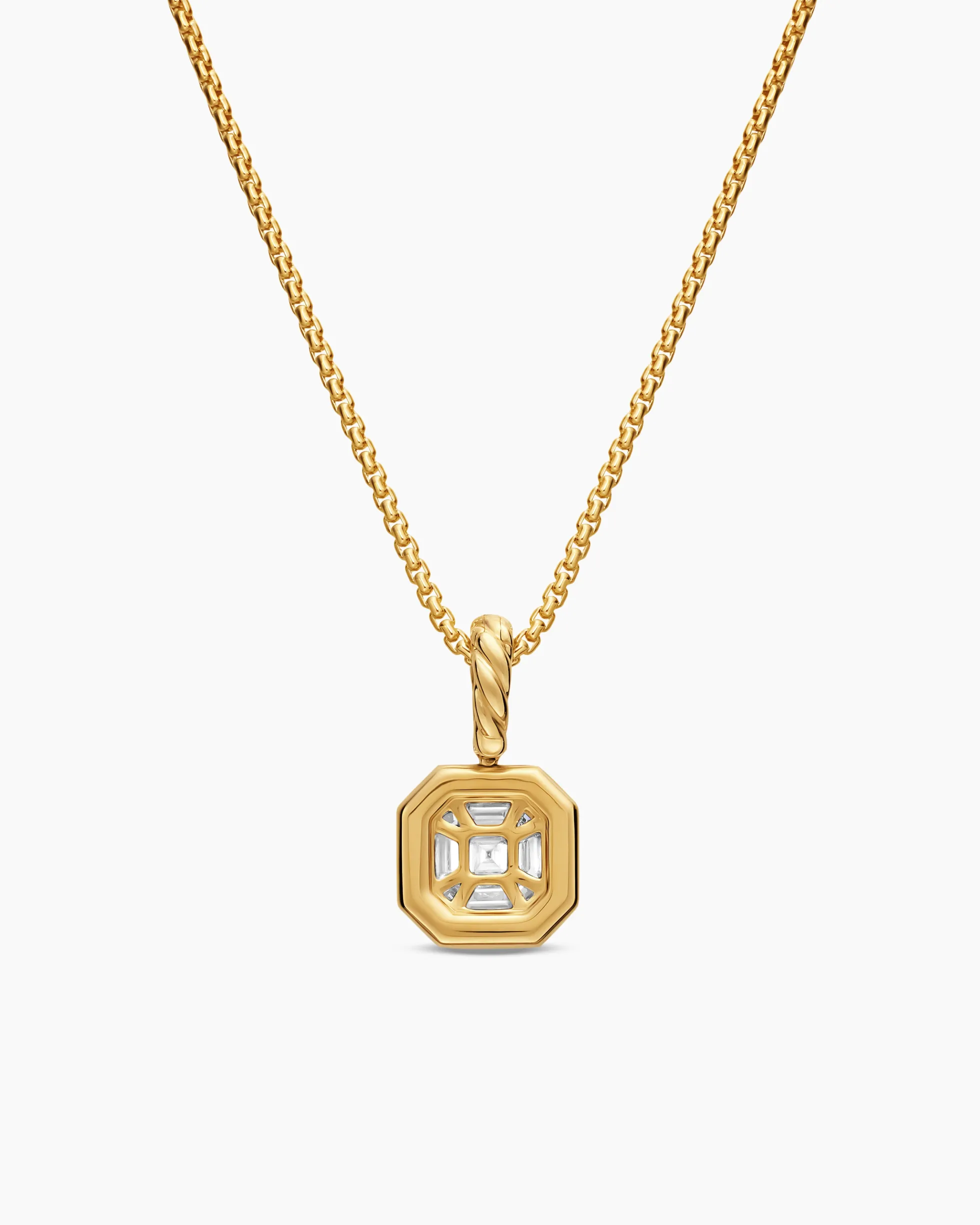 Illusion Set Drop Necklace 18K Yellow Gold with Diamond, 7.7mm
