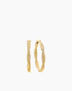 Infinity Hoop Earrings 18K Yellow Gold with Diamonds, 42mm