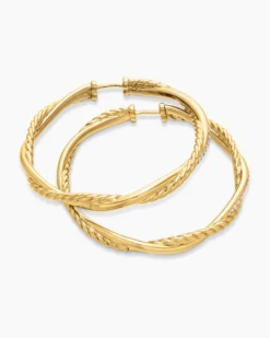 Infinity Hoop Earrings 18K Yellow Gold with Diamonds, 42mm