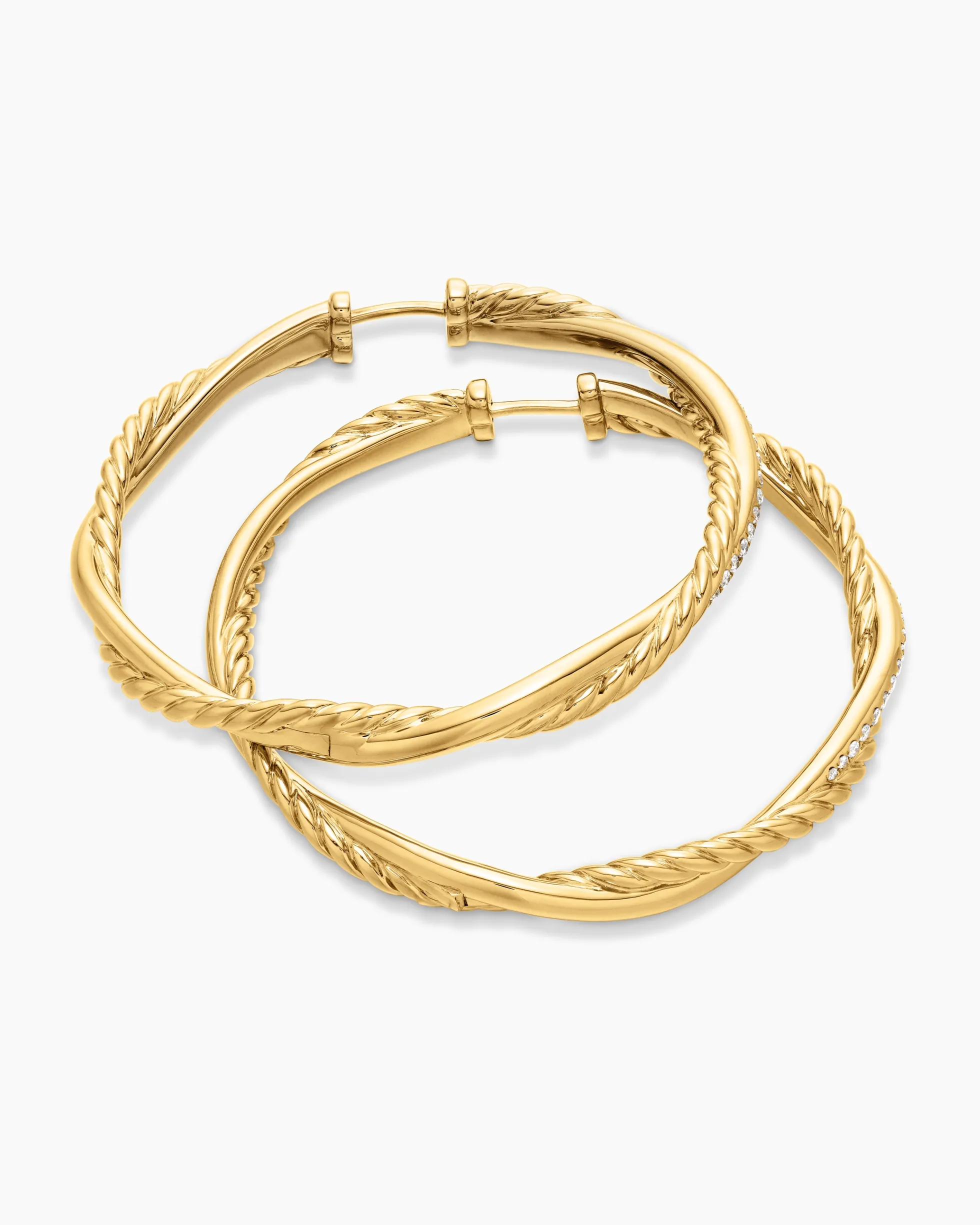 Infinity Hoop Earrings 18K Yellow Gold with Diamonds, 42mm