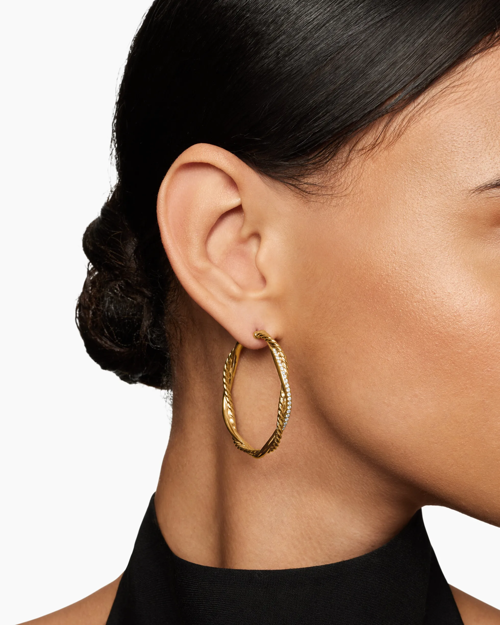 Infinity Hoop Earrings 18K Yellow Gold with Diamonds, 42mm