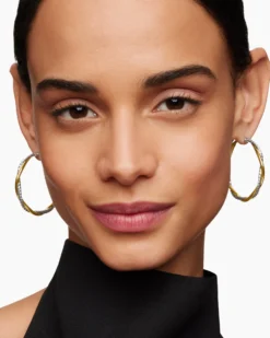 Infinity Hoop Earrings Sterling Silver with 14K Yellow Gold, 42mm