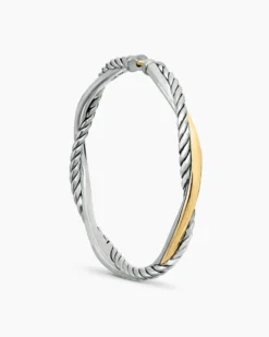Infinity Hoop Earrings Sterling Silver with 14K Yellow Gold, 42mm