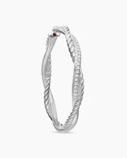 Infinity Hoop Earrings Sterling Silver with Diamonds, 42mm