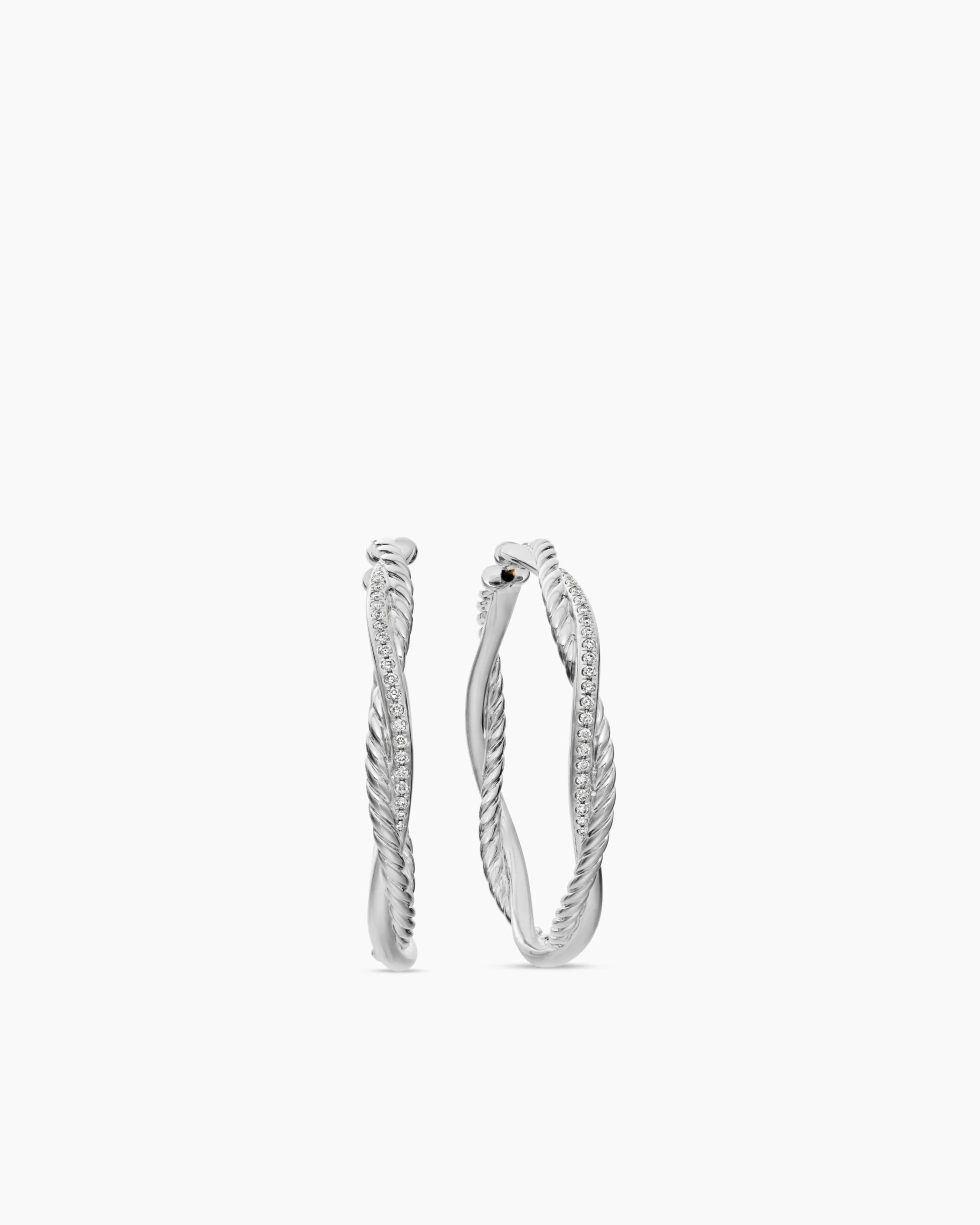 Infinity Hoop Earrings Sterling Silver with Diamonds, 42mm